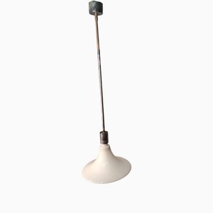 Hängelampe der AM/AS Serie aus Glas & weißem Metall von Franco Albini, Franca Helg & Antonio Piva für Sirrah, Italien, 1970er