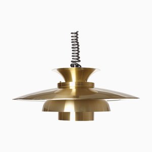 Lampe à Suspension Mid-Century en Laiton, Danemark, 1980s