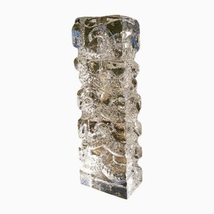 Ice Glass Block Vase, 1970s