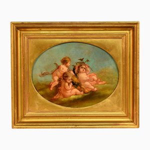 Bacco Bambino e putti, XIX secolo, Olio su tela, In cornice