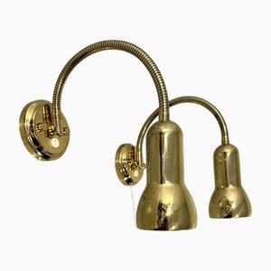 Lampade da parete flessibili in ottone, anni '60, set di 2