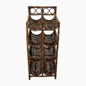 Rattan Weinregal Flaschenregal, 1970er