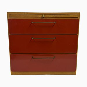 Red Chest of Drawers with Pull Out Slide from Heals, 1960s