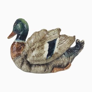 Duck-Shaped Planter in Majolica, 1900s