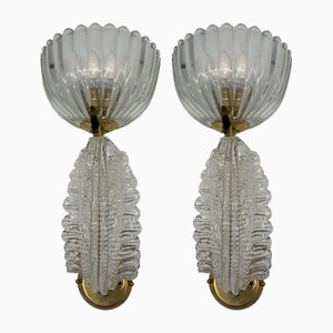 Seguso zugeschriebene Wandlampen, 1950er, 2er Set