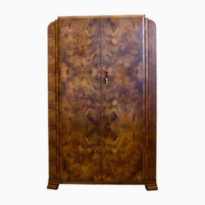 Art Deco Kleiderschrank aus Nussholz & Walnuss Furnier, 1930er