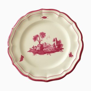 Plate Decorated with Pink Landscapes from Gien, 1960s