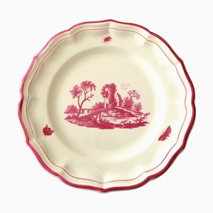 Plate Decorated with Pink Landscapes from Gien, 1960s
