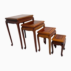 Vintage Chinese Hardwood Nesting Tables, 1950s, Set of 4