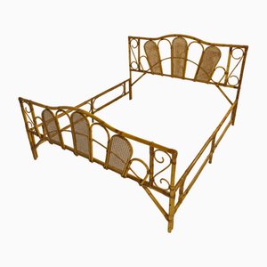 Double Bed in Bamboo and Vienna Straw, Italy, 1960s