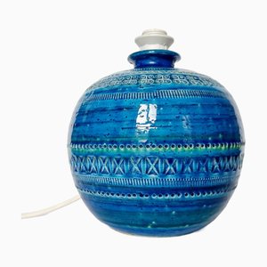Lampada da tavolo Rimini blu in ceramica di Aldo Londi per Flavia Montelupo, Italia, anni '70