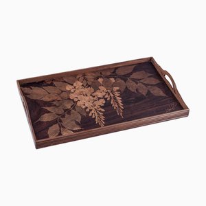 French Large Tray in Fruitwood by Emile Gallé