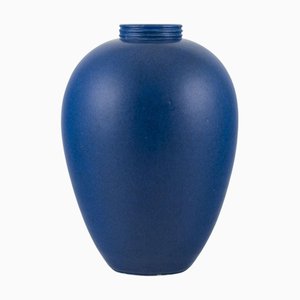 Vaso grande in ceramica smaltata blu di Saxbo, Danimarca, anni '40