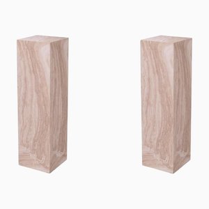 Travertine Marble Columns, Set of 2