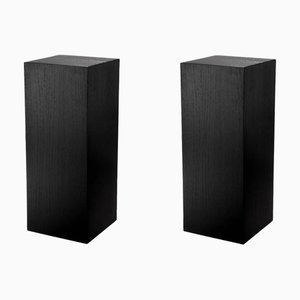 Schwarze Holzfurnierte Säulen, 2er Set