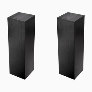Schwarze Holzfurnierte Säulen, 2er Set