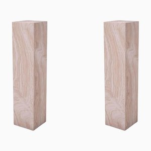 Travertine Marble Columns, Set of 2