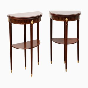 Antique Napoleon III Demi-Lune Gaming Tables in Mahogany, France, 19th Century, Set of 2