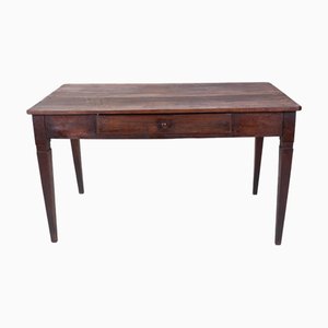 Rustic Walnut Worktable with Central Drawer