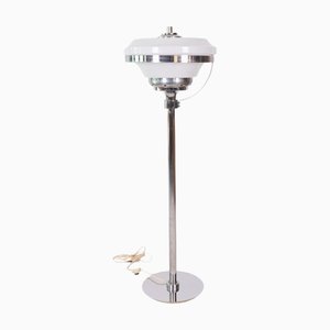 Vintage Space Age Stehlampe aus verchromtem Metall & Opalglas, 1970er