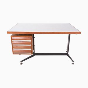 Bureau Vintage Industriel avec Tiroirs Suspendus en Bois et Structure en Métal, 1960s
