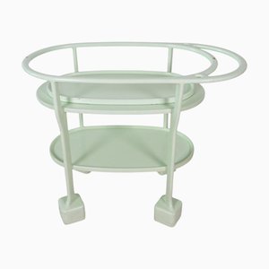 Vintage Art Deco Serving Trolley in Light Green Lacquered Wood, 1930s