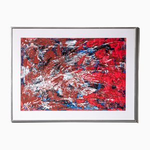 Jozef Mees, Abstrakte Komposition (I), Öl auf Papier, 1962, gerahmt