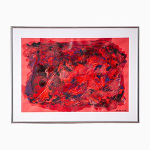 Jozef Mees, Composition abstraite (II), Huile sur Papier, 1962, Encadré