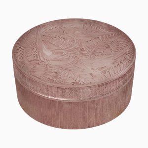 Boîte Vaucluse en Verre Blanc à Patine Rose par René Lalique pour Lalique