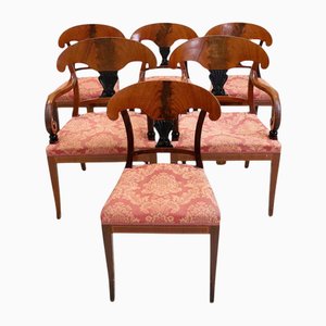 Sedie da pranzo Biedermeier in mogano, Svezia, fine XIX secolo, set di 6