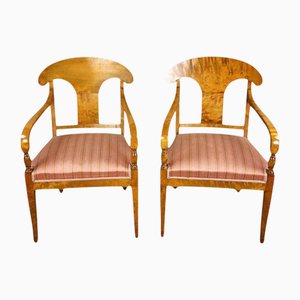 Sedie Biedermeier antiche in betulla, Svezia, inizio XIX secolo, set di 2