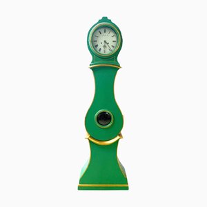 Gustavian Swedish Mora Clock in Green & Gold, 1851