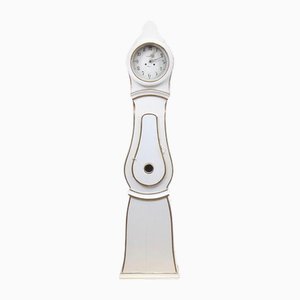 Swedish Gustavian White and Gold Mora Clock, Early 1800s