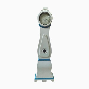 Gustavian Swedish Mora Clock in White-Blue