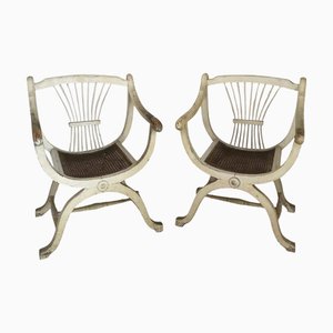Empire French Armchairs in White, 1890s