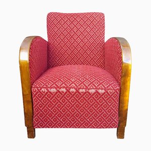 Fauteuil Art Déco en Bouleau Doré avec Accoudoirs en Bois Courbé, 1920s