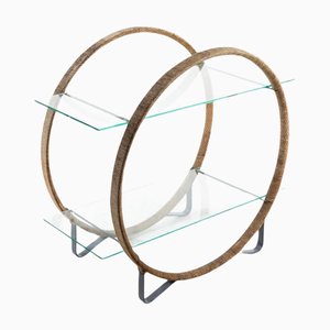 Antiker schwedischer Art Deco Hoop Beistelltisch mit Glas 2 Ablagen. 1930er