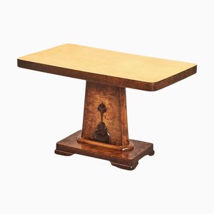 Art Deco Swedish Tiger Stripe Pedestal Table in Golden Birch, 1920s