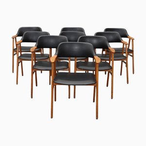 Sillas de comedor Mid-Century modernas en negro de Carl-Ewert Ekström, años 60. Juego de 10
