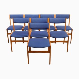 Blaue Mid-Century Stühle von Erik Buck, 1960er, 9 . Set