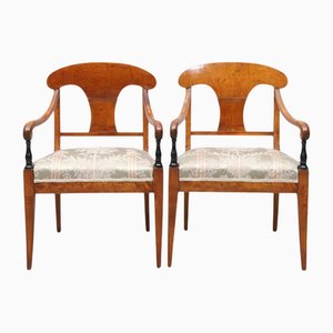 Schwedische Biedermeier Carver Chairs aus Goldener Birke, Ende 1800, 2er Set