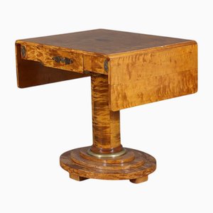 Biedermeier Empire Pedestal Drop-Leaf Table in Golden Birch, 1890s