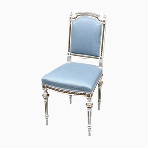 Gustavian Swedish Single Chair in White Color Gold Detail, 1920s