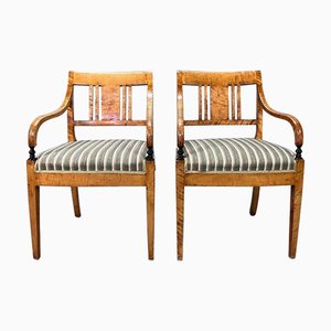 Set de Chaises Biedermeier Carver en Bouleau Doré Matelassé, Suède, 1920s