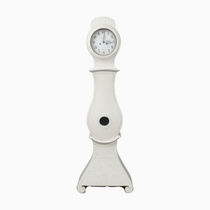 Swedish Mora Clock in White Paint, 1800s