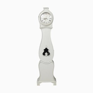 Antique Gustavian Swedish Mora Clock in Grey-White, 1800s
