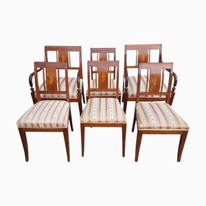 Schwedische Art Deco Esszimmerstühle mit Intarsien in dunklem Honig, 1920er, 6er Set