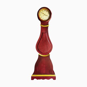 Antique Swedish Mora Clock in Burgundy and Gold, 1890s