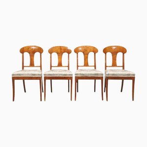 Schwedische Biedermeier Esszimmerstühle mit Quilt Golden Birch Honey, 1890er, 4er Set