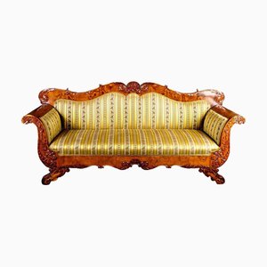 Canapé Biedermeier Sculpté en Bouleau Doré Matelassé, Suède, 1890s